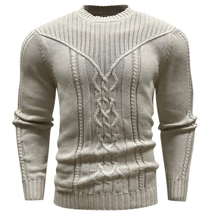 Men's Mature Casual Crew Neck Vintage Floral Knit Pullover