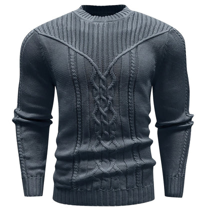 Men's Mature Casual Crew Neck Vintage Floral Knit Pullover
