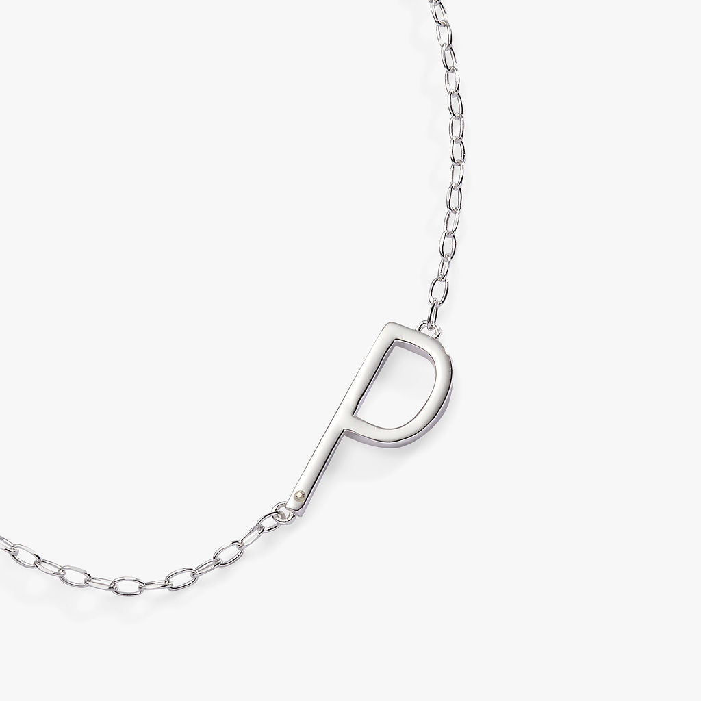 Initial P Precious Elongated Necklace