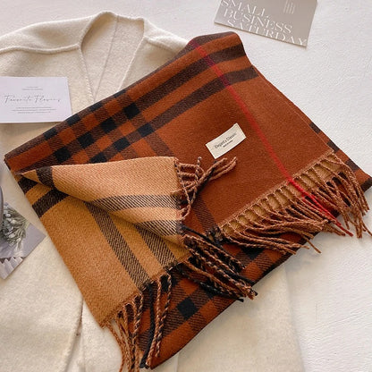 Thick Cashmere Plaid Design Scarf