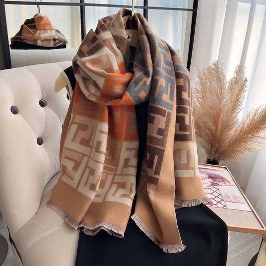 Double-Sided Cashmere Feel Winter Scarf for Women - Luxury Warm Shawl Wrap