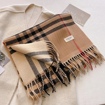 Thick Cashmere Plaid Design Scarf