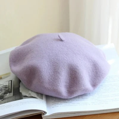 Woolen French Beret for Women - Thick Artist Painter Hat, Warm Walking Cap