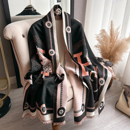 Luxury Winter Cashmere Scarf Women Pashmina Blanket Poncho Shawl Thick Warm Foulard