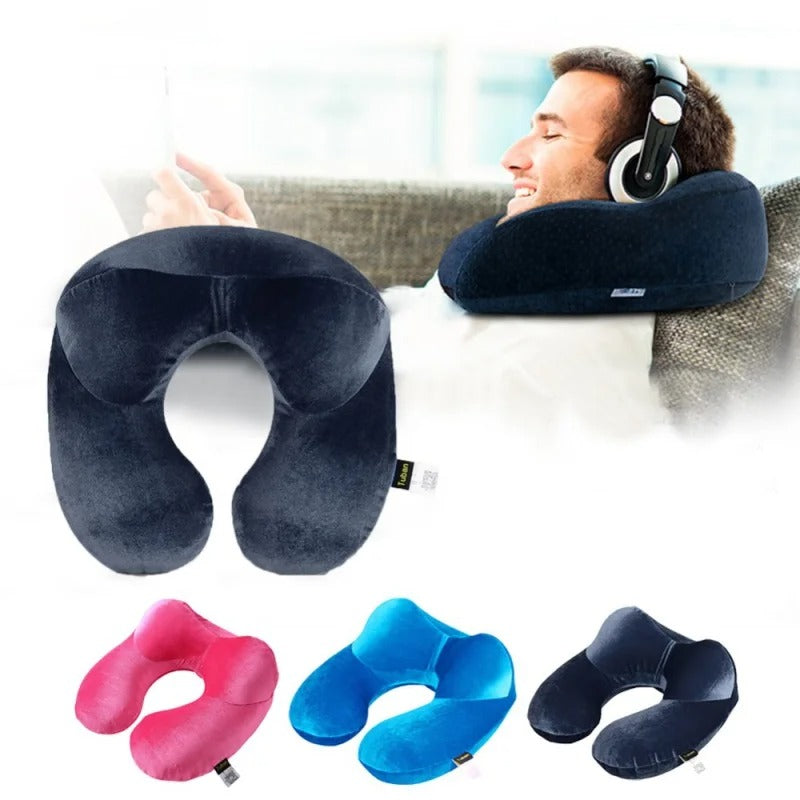 Inflatable U-Shape Travel Neck Pillow – Comfortable Airplane Pillow for Sleeping, Portable Travel Accessory