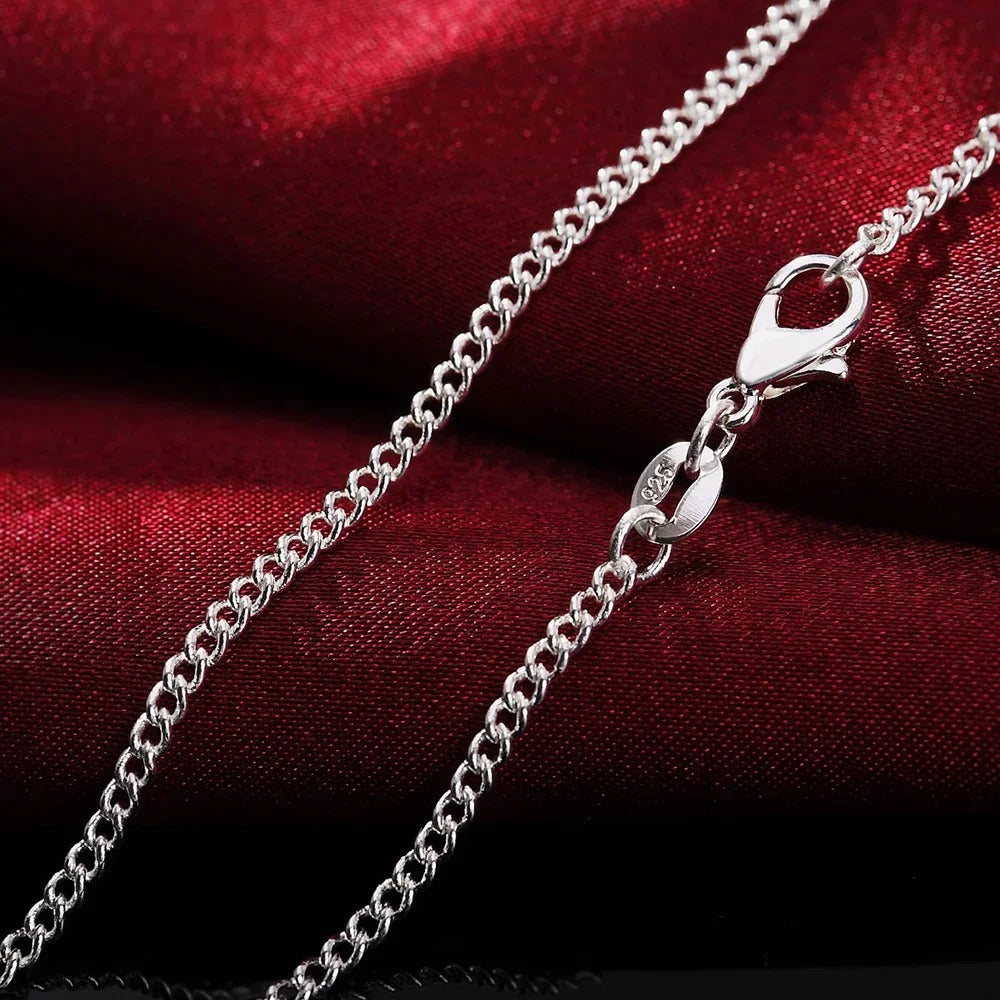 925 Sterling Silver Chain Necklace for Women & Men – Adjustable 16-30 Inches, 2MM String Chain, High-Quality Jewelry Gift