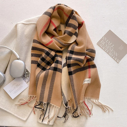 Thick Cashmere Plaid Design Scarf