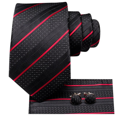 Men's Silk Business Tie Set with Handkerchief & Cufflinks