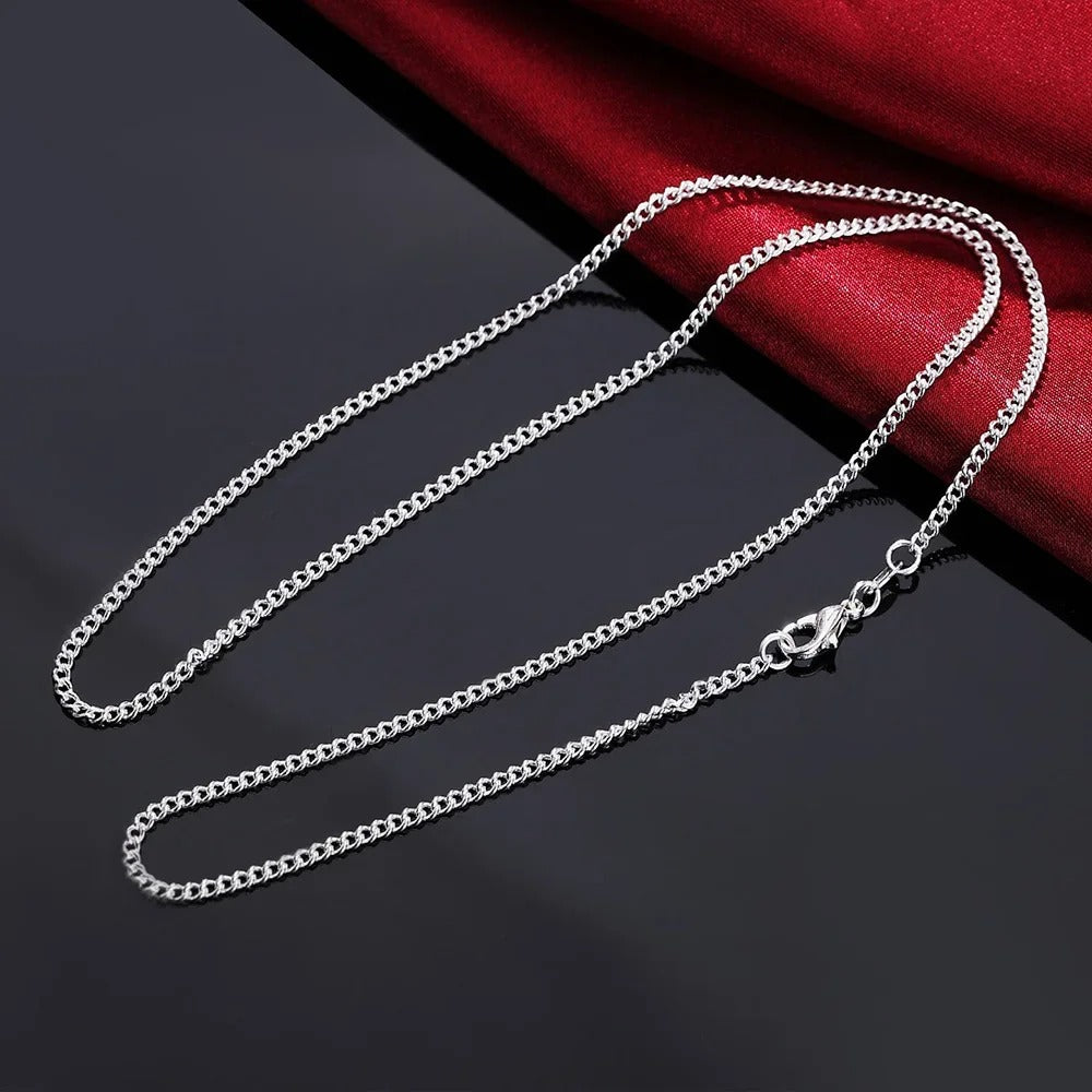 925 Sterling Silver Chain Necklace for Women & Men – Adjustable 16-30 Inches, 2MM String Chain, High-Quality Jewelry Gift