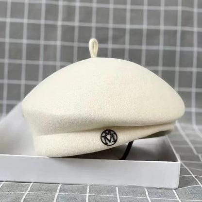 Elegant Wool Felt Winter Beret for Women - Stylish Formal Pillbox Fedora Hat