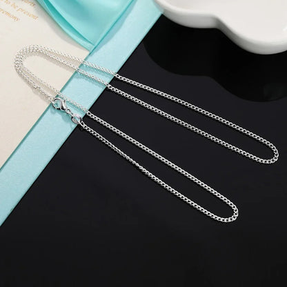 925 Sterling Silver Chain Necklace for Women & Men – Adjustable 16-30 Inches, 2MM String Chain, High-Quality Jewelry Gift