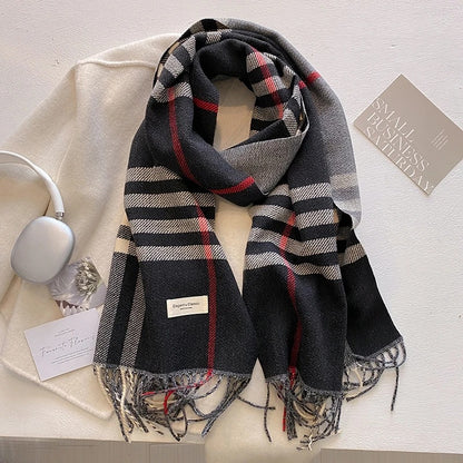 Thick Cashmere Plaid Design Scarf