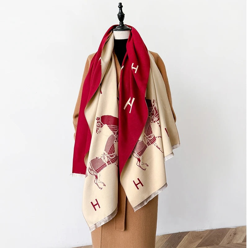 Luxury Cashmere Winter Scarf for Women, Warm Pashmina Blanket Poncho Shawl Wrap