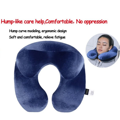 Inflatable U-Shape Travel Neck Pillow – Comfortable Airplane Pillow for Sleeping, Portable Travel Accessory