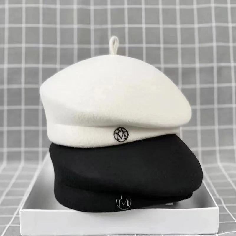 Elegant Wool Felt Winter Beret for Women - Stylish Formal Pillbox Fedora Hat