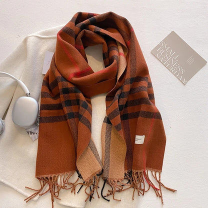 Thick Cashmere Plaid Design Scarf