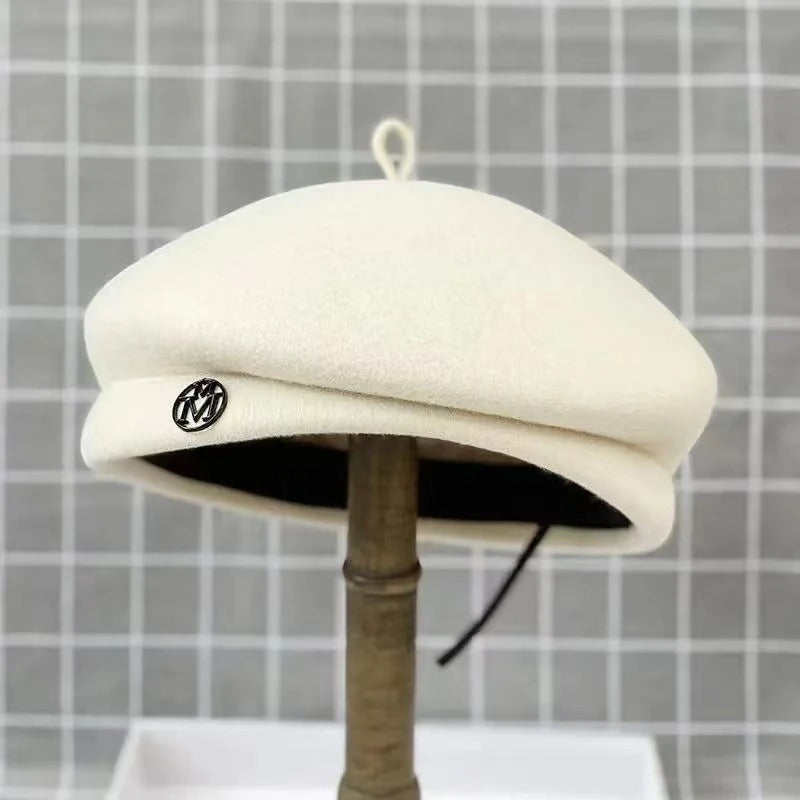 Elegant Wool Felt Winter Beret for Women - Stylish Formal Pillbox Fedora Hat