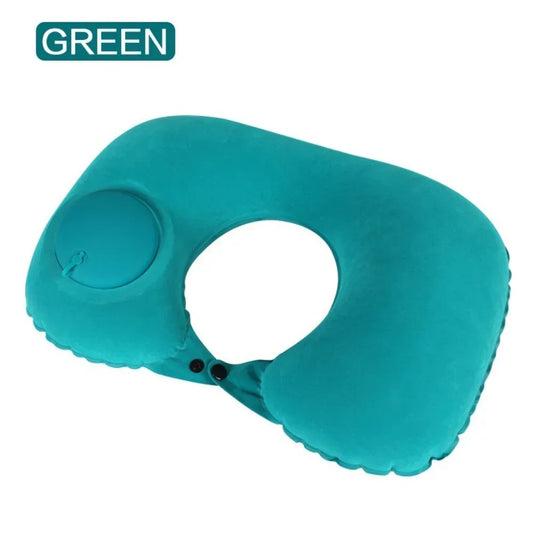 Inflatable U-Shaped Neck Pillow with Air Pressure Support – Travel Cushion for Airplane, Car & Train, Portable & Ergonomic Design