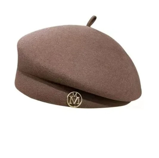 Elegant Wool Felt Winter Beret for Women - Stylish Formal Pillbox Fedora Hat