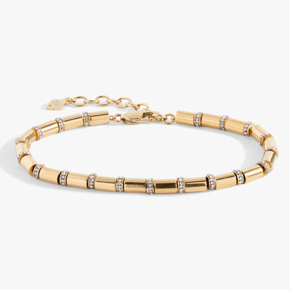 Tube Bead and Crystal Chain Bracelet