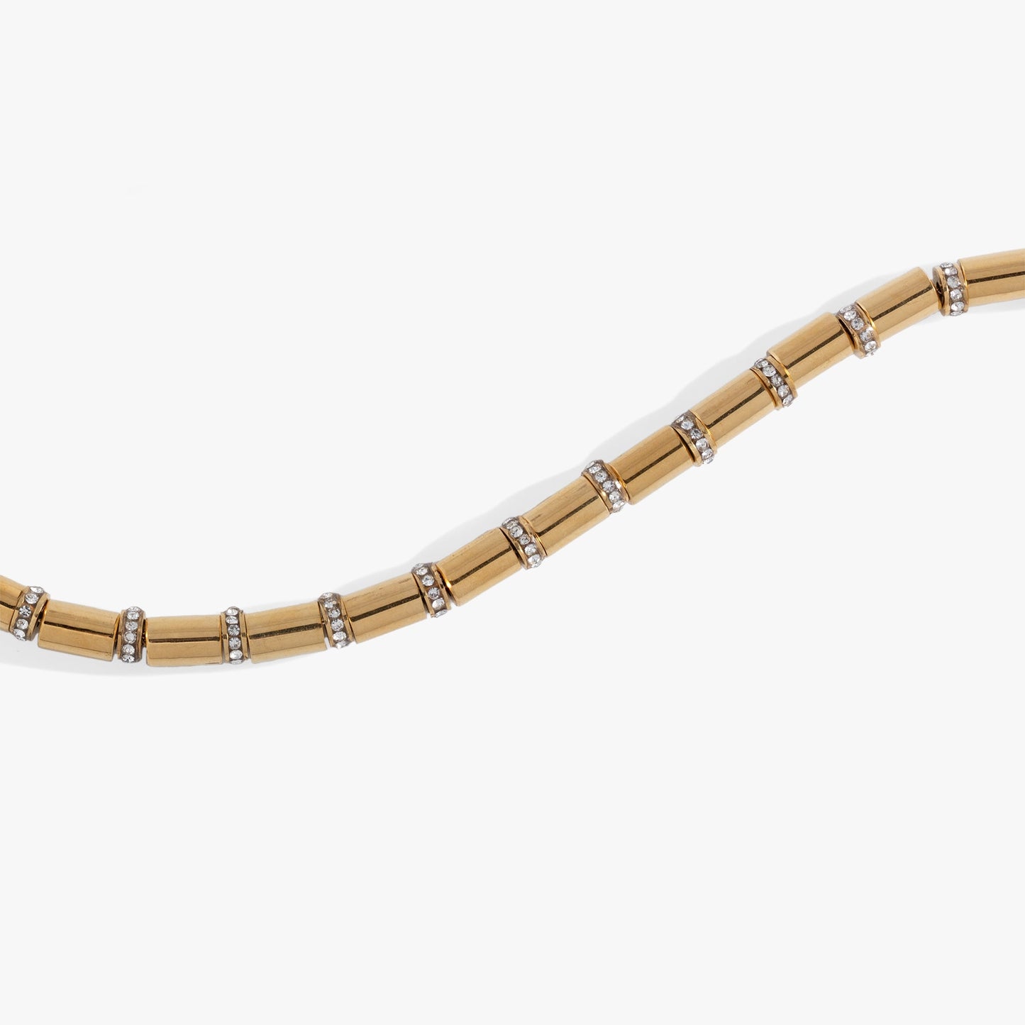 Tube Bead and Crystal Chain Bracelet