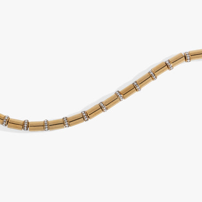 Tube Bead and Crystal Chain Bracelet