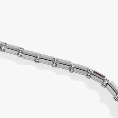 Tube Bead and Crystal Chain Bracelet