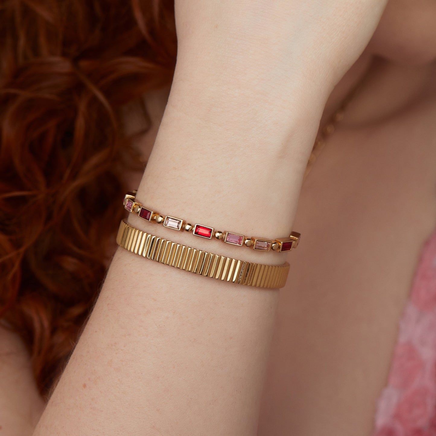 Ruby Rose Ombre Crystal Bolo Bracelet