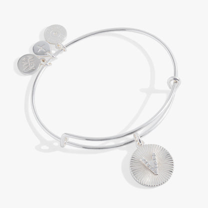 Initial V Pave Starburst Texture Bangle