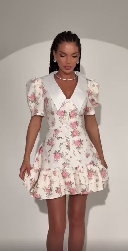 Sweet Floral Ruffle Dress