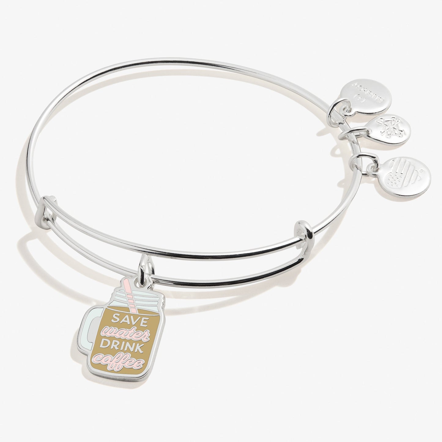 Save Water, Drink Coffee' Charm Bangle Bracelet