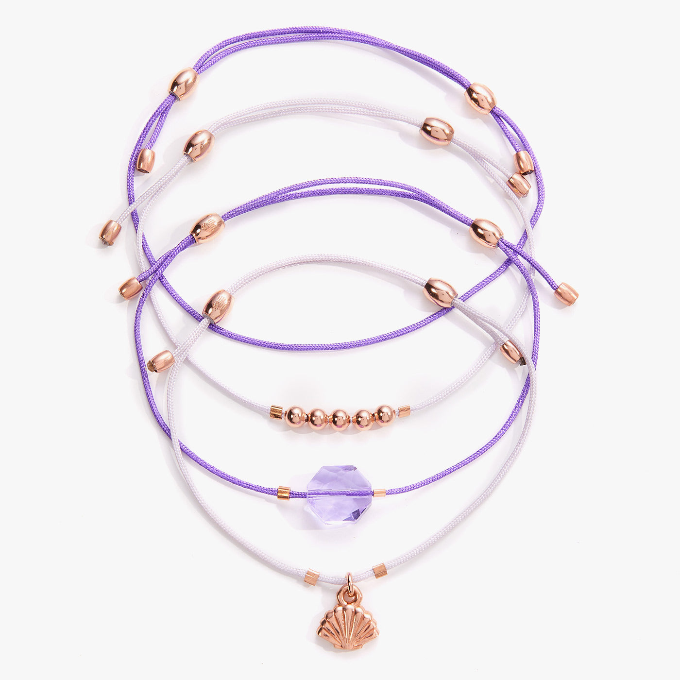 Seashell Cord Bracelets, Set of 4