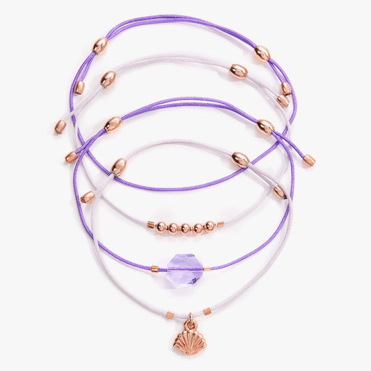 Seashell Cord Bracelets, Set of 4