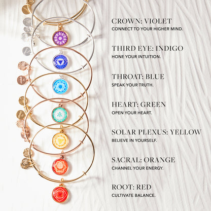 Solar Plexus Chakra Charm Bangle Bracelet