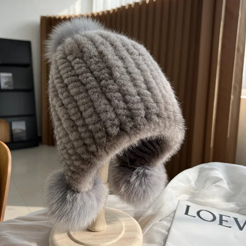 Knitted Mink Fur Beanies