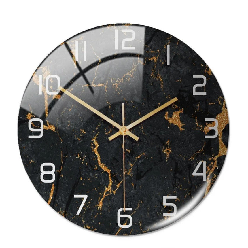 Luxury 3D Black Gold Marble Wall Clock - Silent Modern Acrylic Decor for Living Room