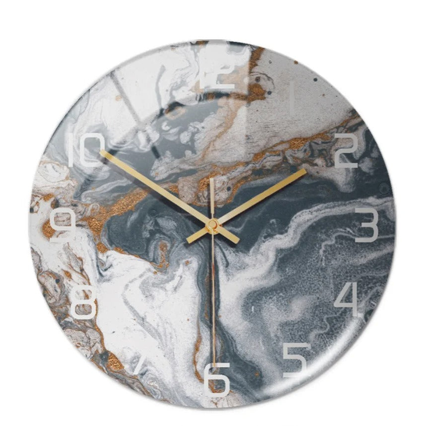 Luxury 3D Black Gold Marble Wall Clock - Silent Modern Acrylic Decor for Living Room